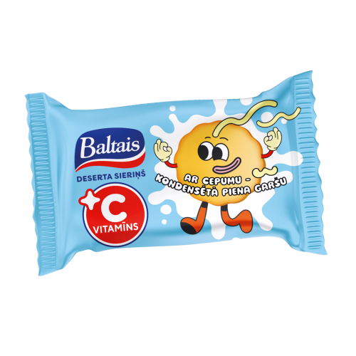 DESERTA SIERIŅŠ BALTAIS AR C VITAMĪNU UN CEPUMA - KONDENSĒTĀ PIENA GARŠU 38G